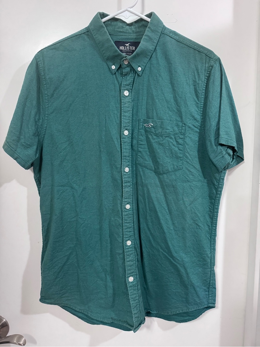 Hollister Teal Short-Sleeve Button-Down Shirt